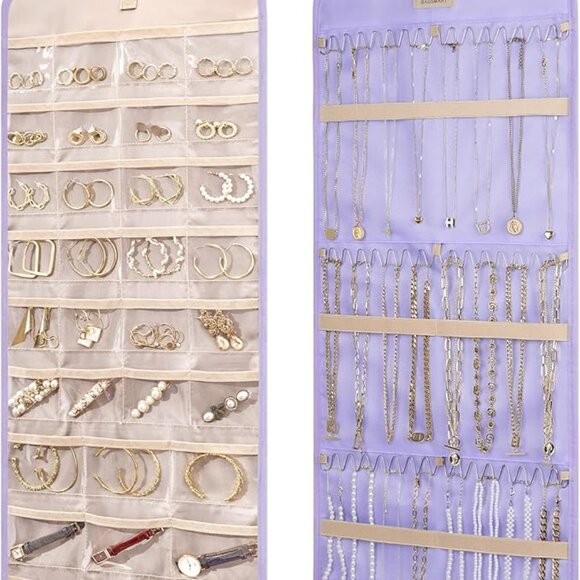 BAGSMART Hanging Jewelry Organizer Storage Roll with Hanger Metal Hooks … - Picture 7 of 9